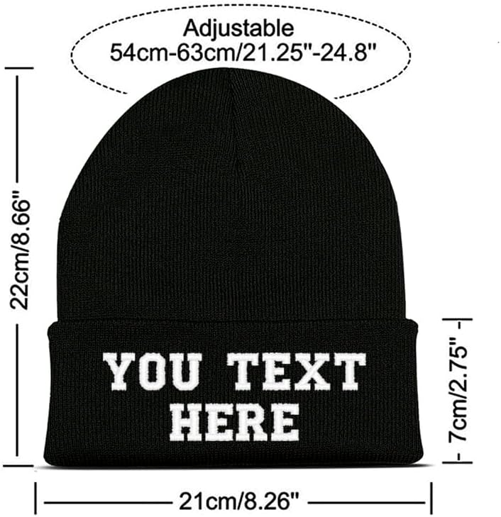 Personalized Custom Beanies Hats with Embroidery Text Logo Name Beanie Hat for Men Women Warm Winter Knit Cuff Beanie Cap Black - Image 7