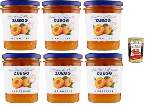 Zuegg, Confettura Extra di Albicocche, mermelada de albaricoque, mermelada de albaricoque, 6 x 320 g + Polpa italiana Gourmet 400 g