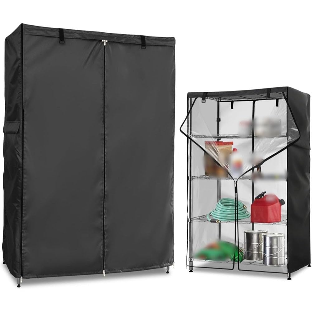 Lapiglo for Heavy Duty 210D Wire Rack Cover with Clear Front, Waterproof Dustproof Storage Shelf Protector, Double for access Indoor Outdoor Use, 30x14x63 Inch