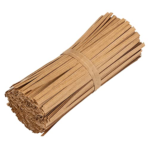 La cordeline 1000 Liens torsadés Twist Papier Kraft + Fil métal 10cm pour Sacs, sachets, Serre-câble, Naturelle