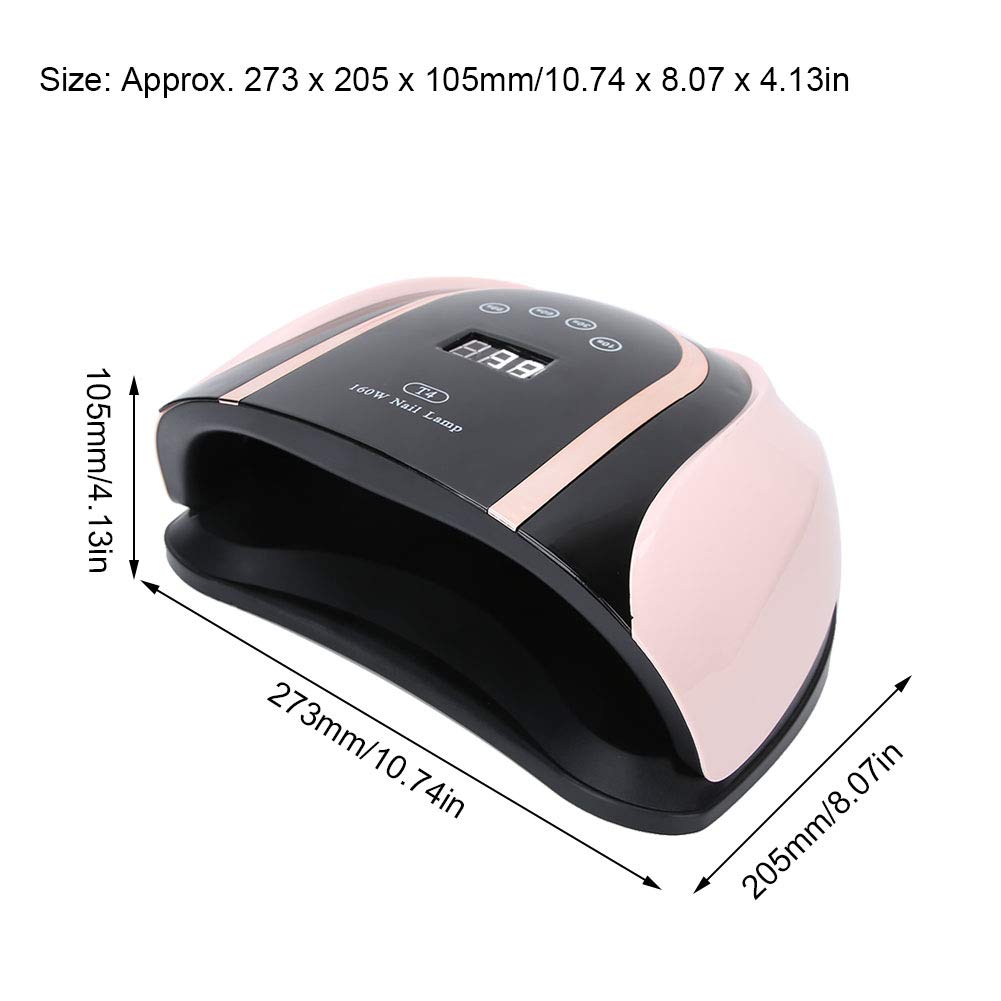YUYTE Lampara de Uñas, Secador de Uñas Lámpara LED UV, 160w 54 Cuentas de Lámpara Máquina Secado Uñas Manicura Luz Curado Gel Uñas Secado Rápido Luz para Manicura Pedicure Hogar y el Salón