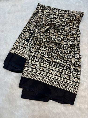 Image of SATIKA VASTRAM Modal Silk Ajrakh Saree Bandhani Design Crepe Printed Designer Pallu Attach Blouse Piece