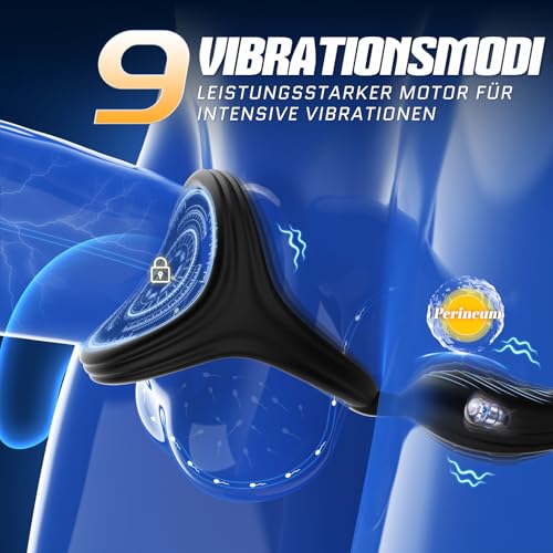 Analvibratoren für Mann Dildo Prostata Stimulation Sex Spielzeug für die Männer mit Penisring, KI-Interaktion Analplug Anal Dildo Vibrator 9x9 Stoß- Vibrationsmodi Vibratorensets für Paare Sex Toys