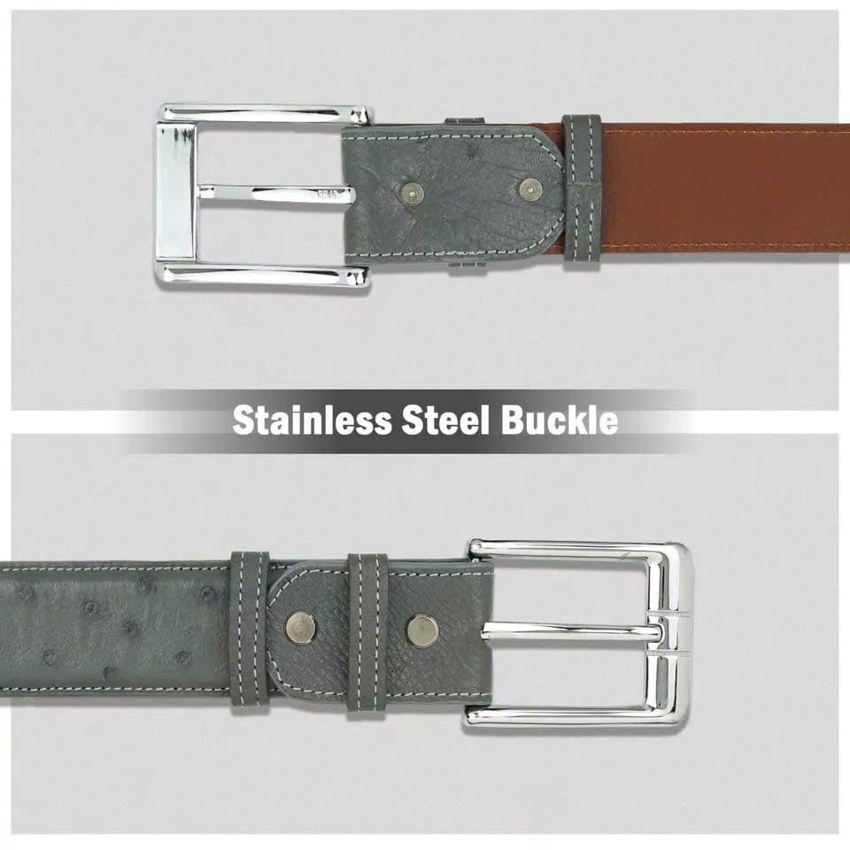 Genuine Ostrich full quill leather belts buckcle for men, real Ostrich Leg Full-Grain Skin Leather Belt buckle mens wide 1.5"2