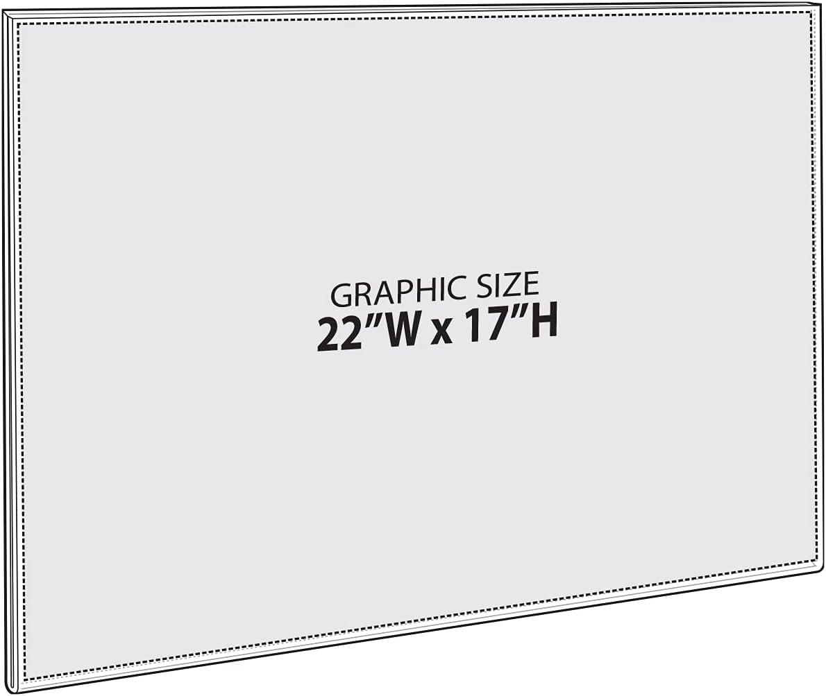 Azar Displays 122038 22-Inch W by 17-Inch H Wall Mount Acrylic Frame Pack of 10 - Clear Acrylic Wall Frame with Sticky Back - Floating Wall Sign Holder - Adhesive Office Sign - Frameless Picture Frame