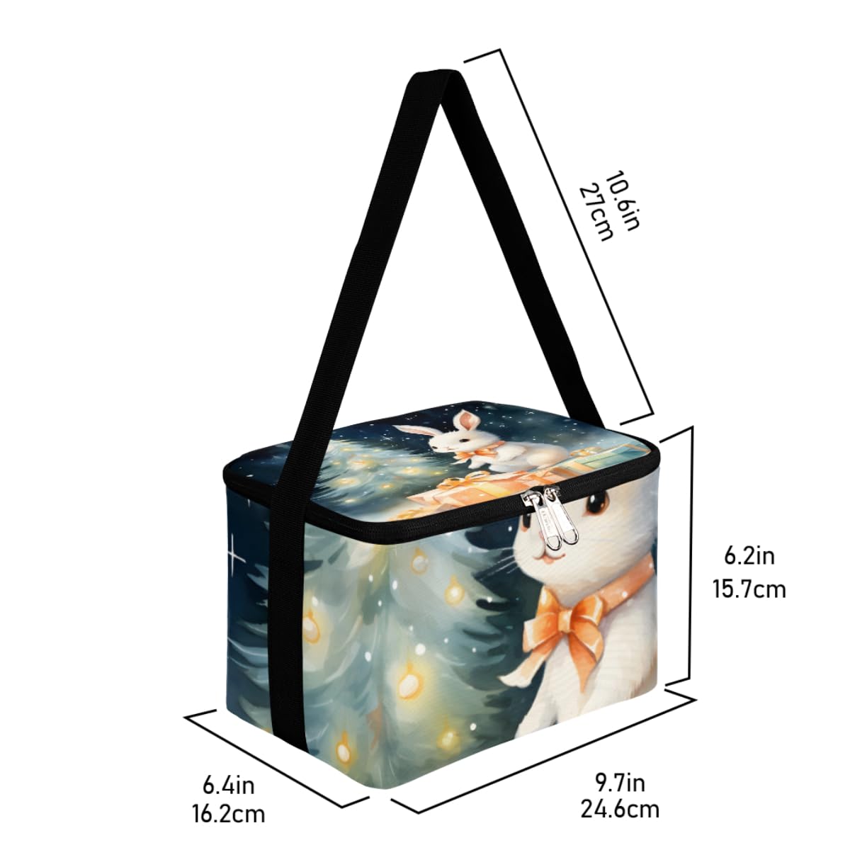 GzLeyigou Lunch Bags for Women Men 9 Cans,Christmas Rabbit Hot & Cold Food Delivery Bag Insulated Grocery Bag Insulated Lunch Box Cooler Bag for Office Work Picnic Beach