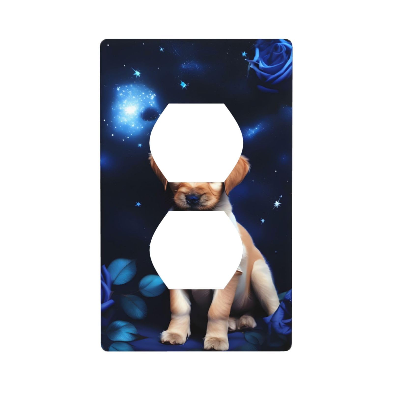 Puppy Blue Rose Decorative Switch Plate Cover-Unbreakable Polycarbonate Wall Plate for Home Office, 1 Gang with Screws