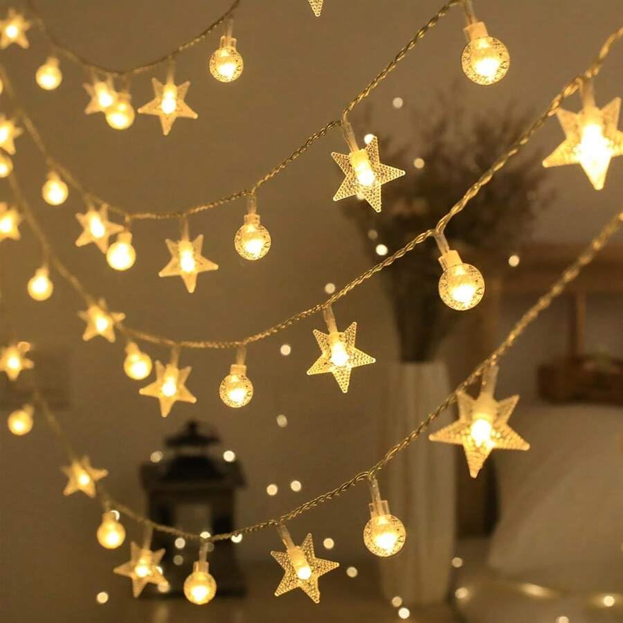 Decorative Crystal Ball And Star String Led Lights For Diwali Christmas Wedding-3 Meters(1 Pc,20 Bulbs)Diwali Lights,Christmas Decorative Lights,Festive Lights