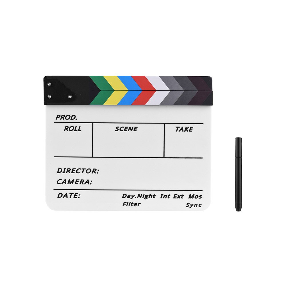 Tablilla de Directores de Cine, Tablilla de Película de Madera, Tablero de Claqueta de Escena de Acción Cortada con Rotulador, Accesorios de Película para Cámara de Estudio,