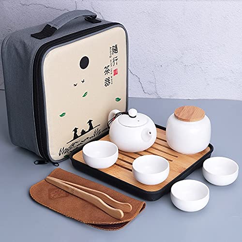 Juego de té de Viaje portátil de Tetera, cerámica Yaguang Kung Fu, 1 Olla, Cuatro Tazas, Regalos de Negocios de Oficina