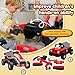 2-in-1 Ride on Toy for Kids, Different Truck/Go Kart Freely Switched, 12V Battery Powered Cars for Kids, Creative Building Block, Ride on Car w/4-Wheel Suspension, LED Lights (Red)