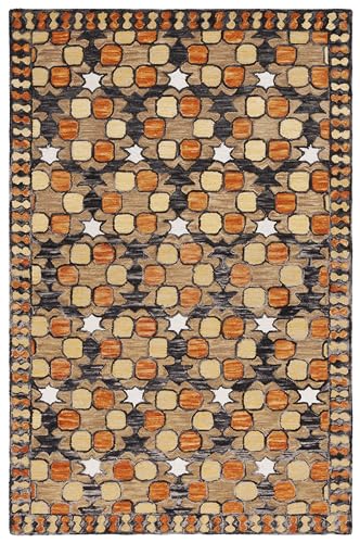 SAFAVIEH Aspen Collection Area Rug - 5' x 8', Light Yellow & Orange, Handmade Boho Wool, Ideal for High Traffic Areas in Living Room, Bedroom (APN128D)