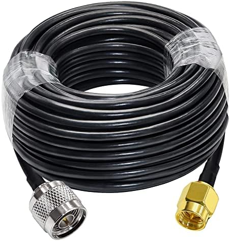 TUOLNK SMA to N Coax Cable RG58 65.6 feet (20M) Low Loss WiFi Antenna Extension Cable Black SMA Male to N Male Coaxial Cable 50ohm for 3G 4G LTE Antenna Ham Radio