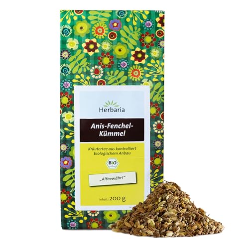 Herbaria Anis-Fenchel-Kümmel-Tee bio 200g 100% Bio-Kräutertee lose natürlicher Teegenuss - altbewährte Kräuterteemischung - klimaneutral