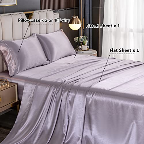 Udeal Queen Sheet Set Satin Sheets And Pillowcase Sets Silky Soft Cooling Bed Sheets Set Deep Pocket Luxury Breathable Sheet 90 Gsm (4 Piece, Lavender) #TOP2