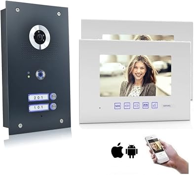 2 family house video door intercom 7 inch monitor camera 170  anthracite