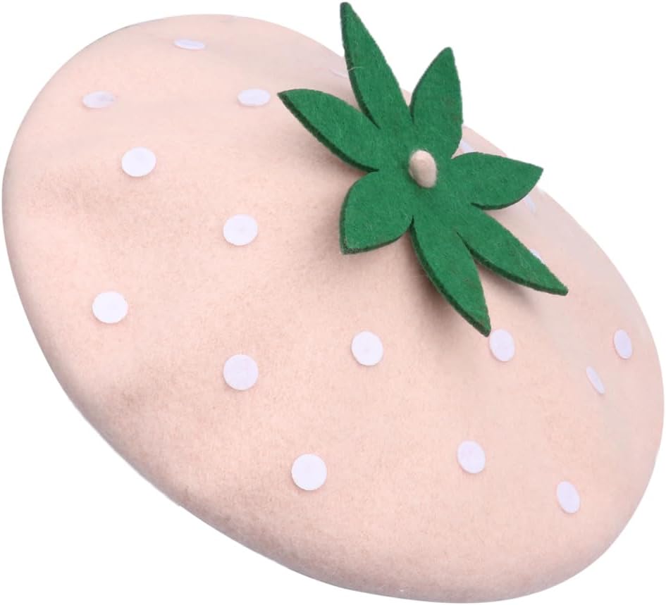 Strawberry Beret Hat for Girls Women French Beanie Strawberry Artist Cap Funny Cap for Autumn Winter Beanie Hat - Image 2