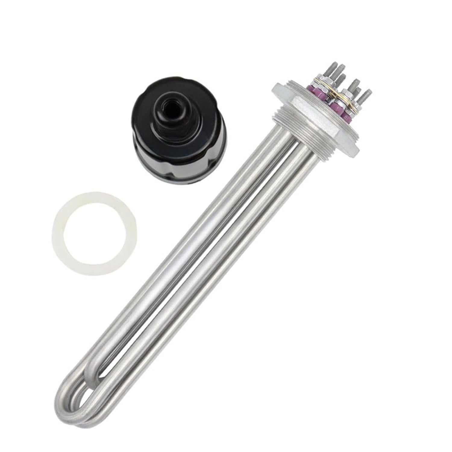 Element with Earth Ground Electric Tubular Boiler Immersion Water Heater Heating ResistorDN32 6KW Stainless Steel 1Pcs(Heater only)