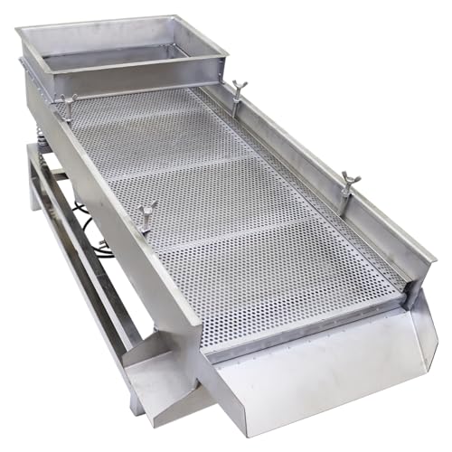 WYDDDARY Straight Vibrating Sieve Electric Linear Sifter Machine JG40-95 Stainless Steel Linear Vibrating Screen Single Layer Double Motors 5mm Round Hole Mesh 110V