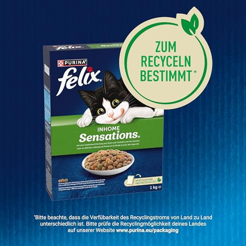 Felix Katzentrockenfutter Inhome Sensations mit Huhn Getreide und Zugabe von Gartengrün, 1er Pack (1 x 1kg)