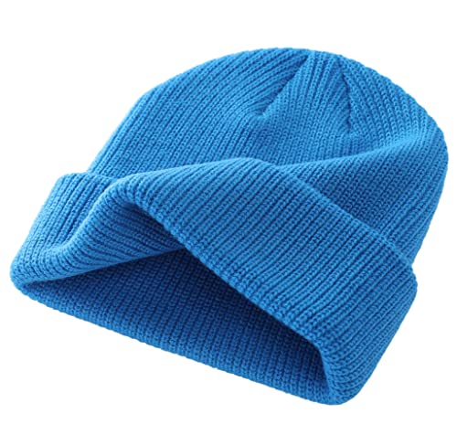 Connectyle Classic Men's Warm Winter Hats Acrylic Knit Cuff Beanie Cap Daily Beanie Hat (Bright Blue) - Thumbnail 5