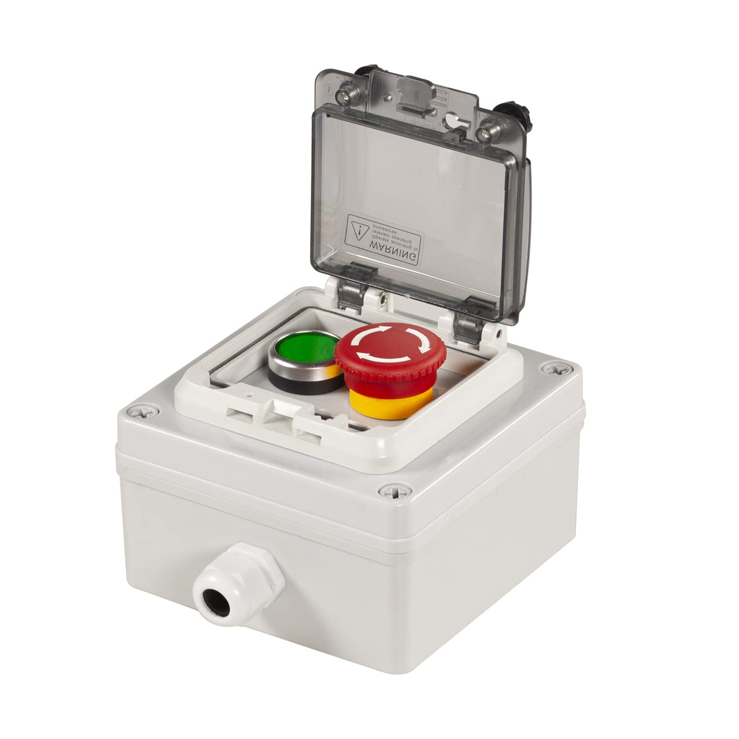 Push Button Box Ip67 Button Switch with Emergency Stop Button Green Push Button with Protective Cover Anti-Misoperation Switch(Ac/Dc 6a-110v/3a-240v/2.5a-380v)