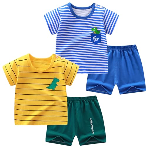 Image of Toddler Boys 4 PCs T-shirts and Shorts Set Baby Summer Clothes Outfit
