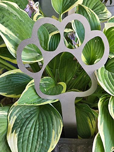 5.5" Paw Print Metal Stake (Pack Of 5) - Made In Usa #TOP3