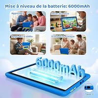 Laptok Android 16 Tablet für Kinder, 10 Zoll, Tablet für Kinder 24 GB + 64 GB + erweiterbar 1 TB, GMS, Face‑ID, 6000 mAh, Widevine L1, 5 MP + 8 MP, WiFi 6, BT 5.4, robuste Schutzhülle (blau) – Ansicht 6