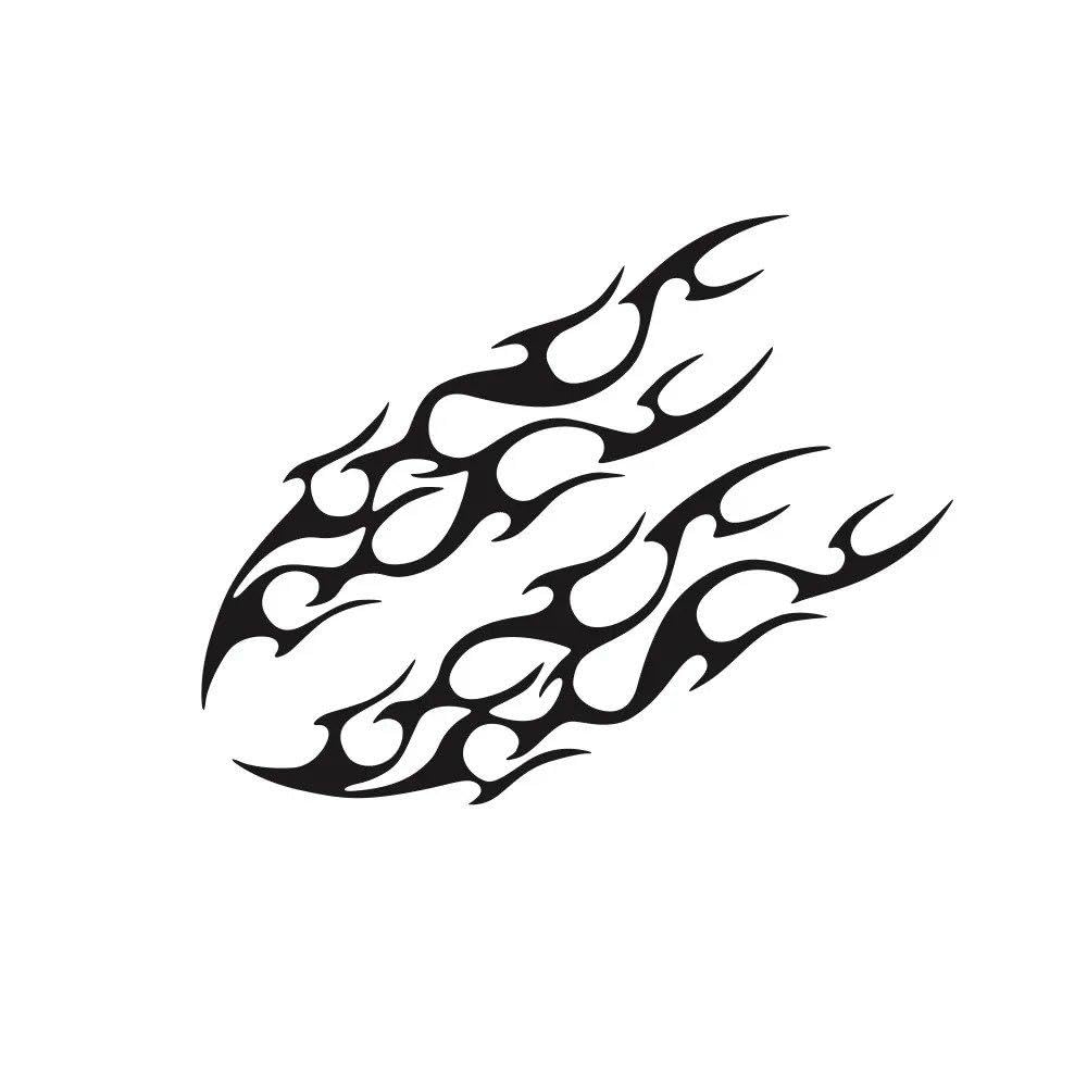 Auto Accessory Universal Car Engine Hood Stripe Sticker Creative Flame Style Car Modification Vinyl Decals(Glossy Black)