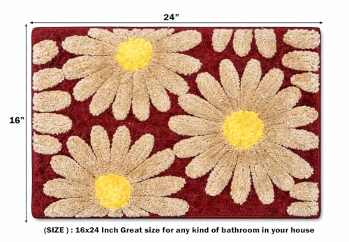 Image of HOMEKART Microfiber Bath Mat 2000 GSM, Super Soft & Absorbent Anti-Skid Bathroom Floor Mat, Quick Dry Door Mat for Bathroom, Bedroom & Kitchen (40x60 cm, Maroon) Pack of 1