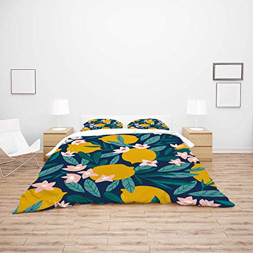 Parure de lit en polyester ultra doux CHEHONG fleurs de citron - 4