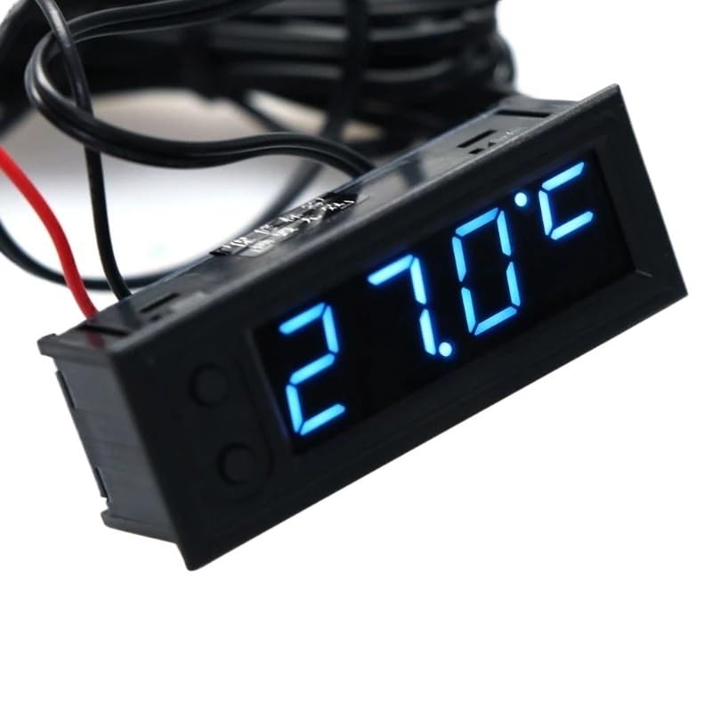 DIY Multifunction High-Precision Clock Inside and Outside Car Temperature Battery Voltage Monitor Panel Meter DC 12v(Blue)