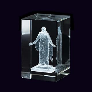 Lifebeats Christus Statue Laser Engraved Crystal Cube by Ringmasters