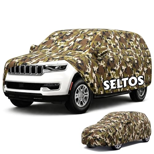 Image of Perfect Waterproof Car Cover Custom fit for Seltos Cover (All Models & Varrient) 2021-2026 | 6 Layers All Weather Waterproof Sun Rain UV Dust Protection Outdoor Indoor Full Car Covers - Jungle