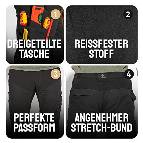 Foto von Arbeitshose Männer Premium-Line Anti-Loch-GARANTIE - Herren-Cargo-Hosen | Cordura - Stretch-Bund | FUNKTIONAL STILVOLL BEQUEM | 48, schwarz