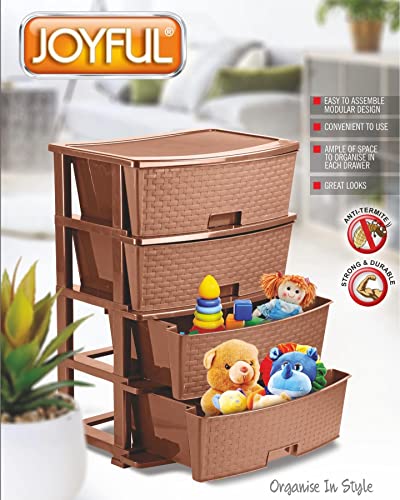 Image of Joyful Studio 4 XL Plastic Modular Drawer System for Home, Office, Hospital, Parlor, School, Doctors, Home and Kids, Product Dimension When assembeled (31cmx39cmx80.9 cm) (jumbo /Grey)