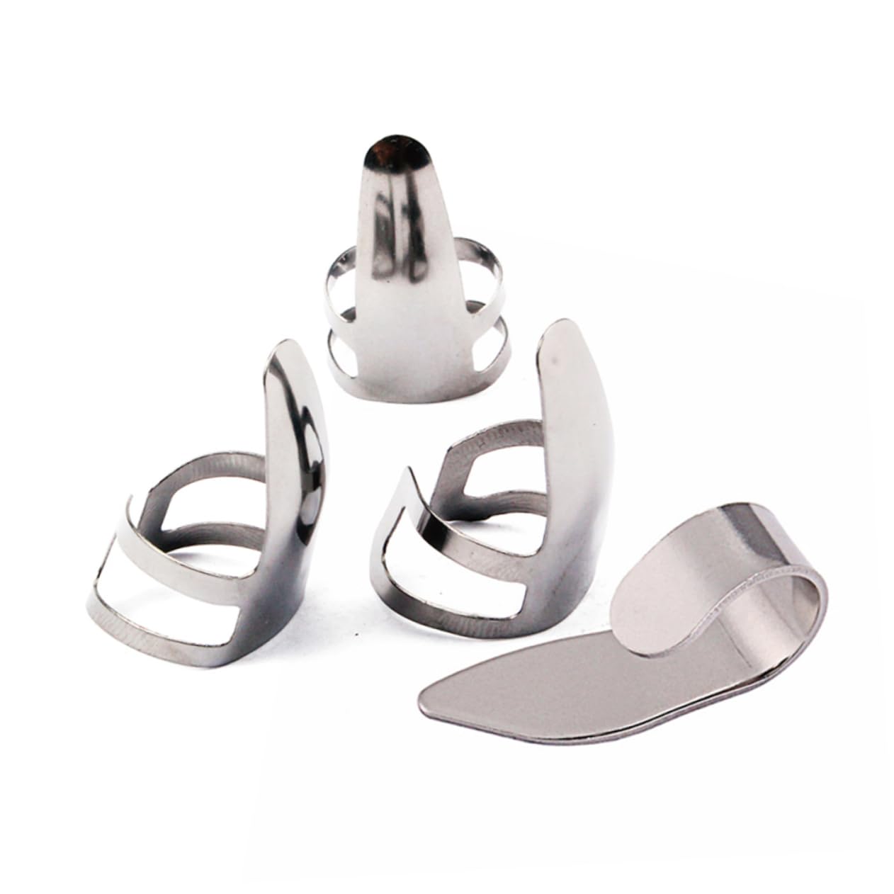 Finger Cover Set 4pc Silver Thumb Finger Picks Guitar Shield Lightweight for Extended Use