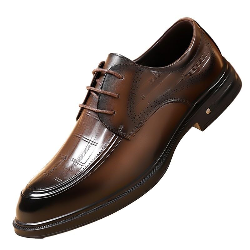 Mens Faux Patent Leather Tuxedo Dress Shoes Round Toe Slip Low Top Lug Sole Dress Shoes Breathable Comfortable