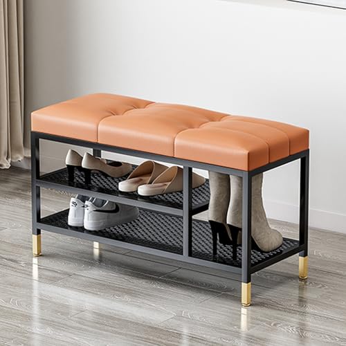 Étagère à chaussures pour porte d'entrée et petit tabouret d'intérieur rembourré