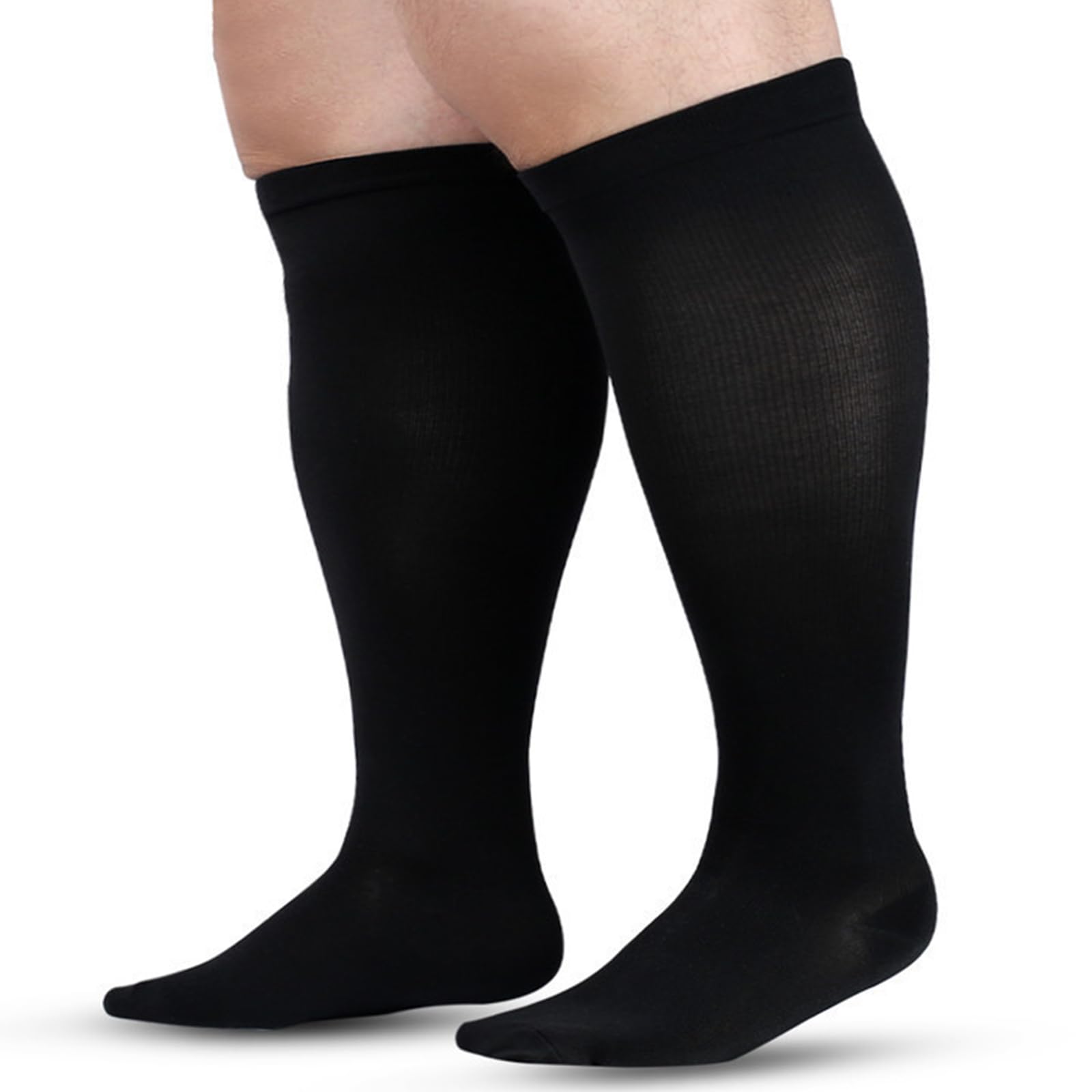 1Pair Non-Slip Compression Stocking Socks Sweat Absorbent Large Knee High Support Stockings Lightweight Plus Size Wide Calf Compression Socks for Running