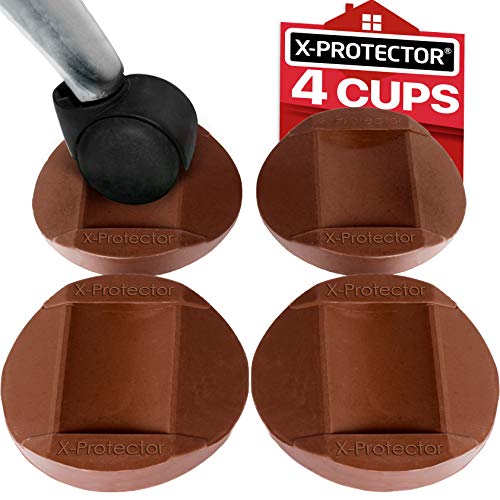 Furniture Cups - Bed Stoppers 4 PCS - X-PROTECTOR Premium Rubber Caster Cups