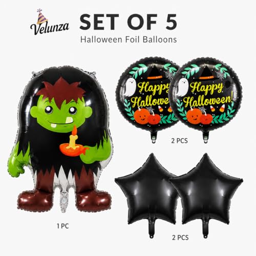 Image of 5 pcs Halloween Theme Foil Balloons, for Halloween Decorations