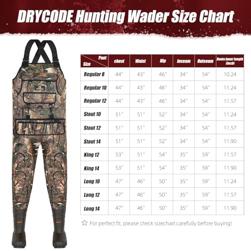 DRYCODE Chest Waders for Men with 1600g Boots, Waterproof Fleece-Lined Insulated Wader with Boot Hanger for Hunting