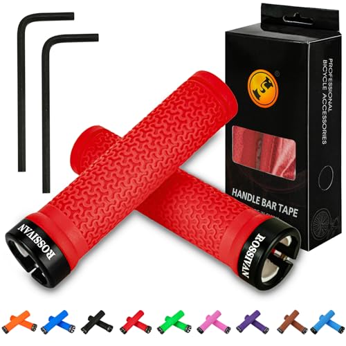 Rossivan Professional Bike Handlebar Grips Mountain Bike Grips with Soft and Comfortable Anti-slip Rubber Single Lock-on MTB Grips- Conquer Every Ride
