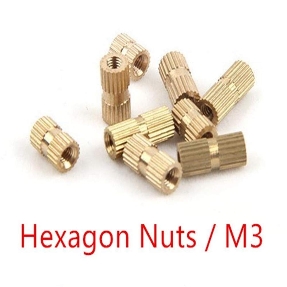 WAAZVXS 100Pcs/Lot M3*4 M3 x 4 Brass Insert Nut, Thumb Brass Knurled Round Nut Injection Moulding OD 4mm