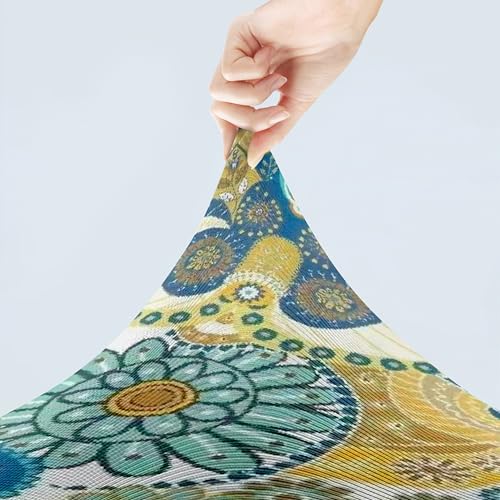 Image of Styleys Dining Chair Covers with Rectangular Table Cover | Waterproof Dining Table Cloth for Dining Room - 1 Table Cover + 4 Chair Cover, Teal Paisley Print, XKFSZB-14A