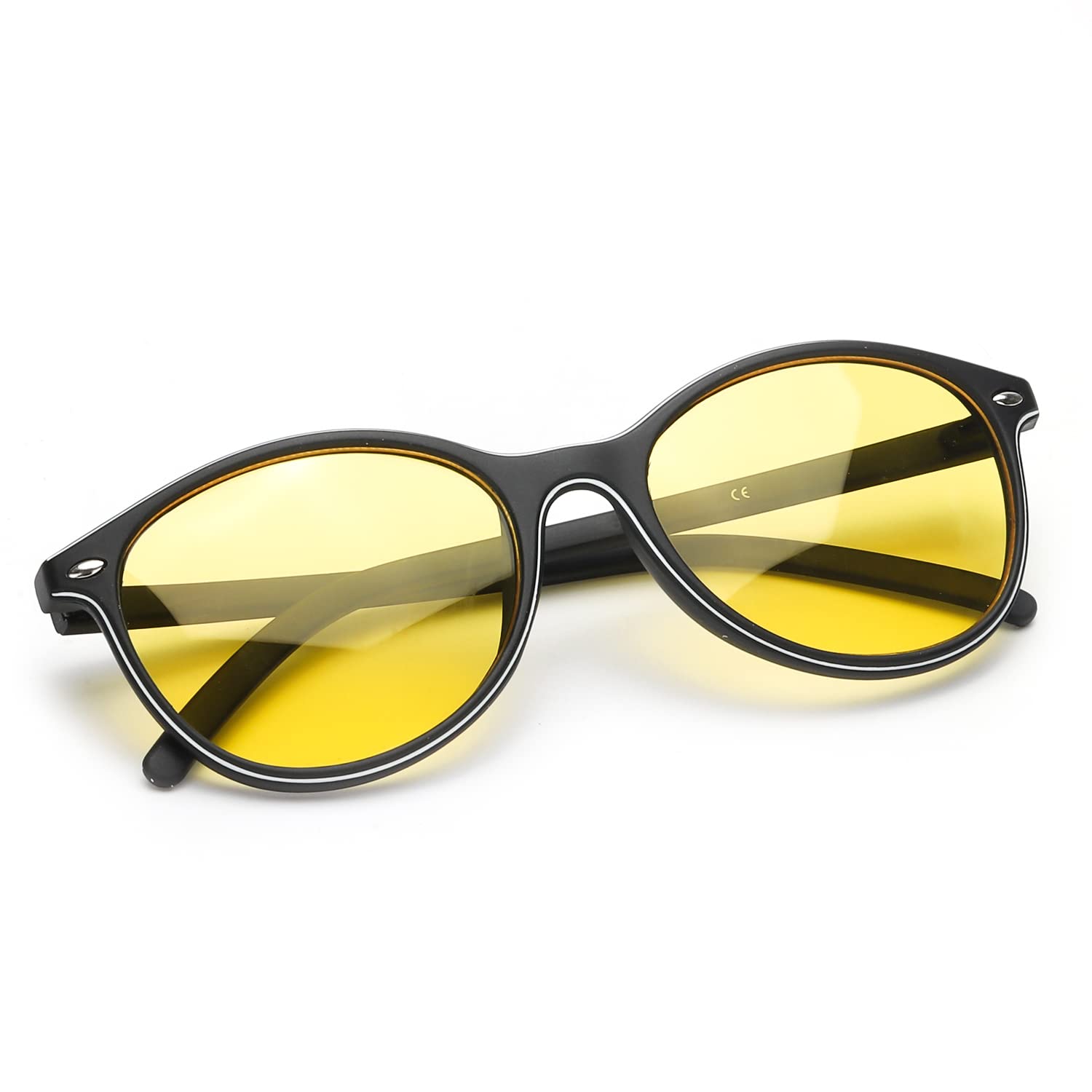 LVIOE Gafas de conducción nocturna amarillas para mujeres/hombres antideslumbrantes polarizadas conducción nocturna, Black