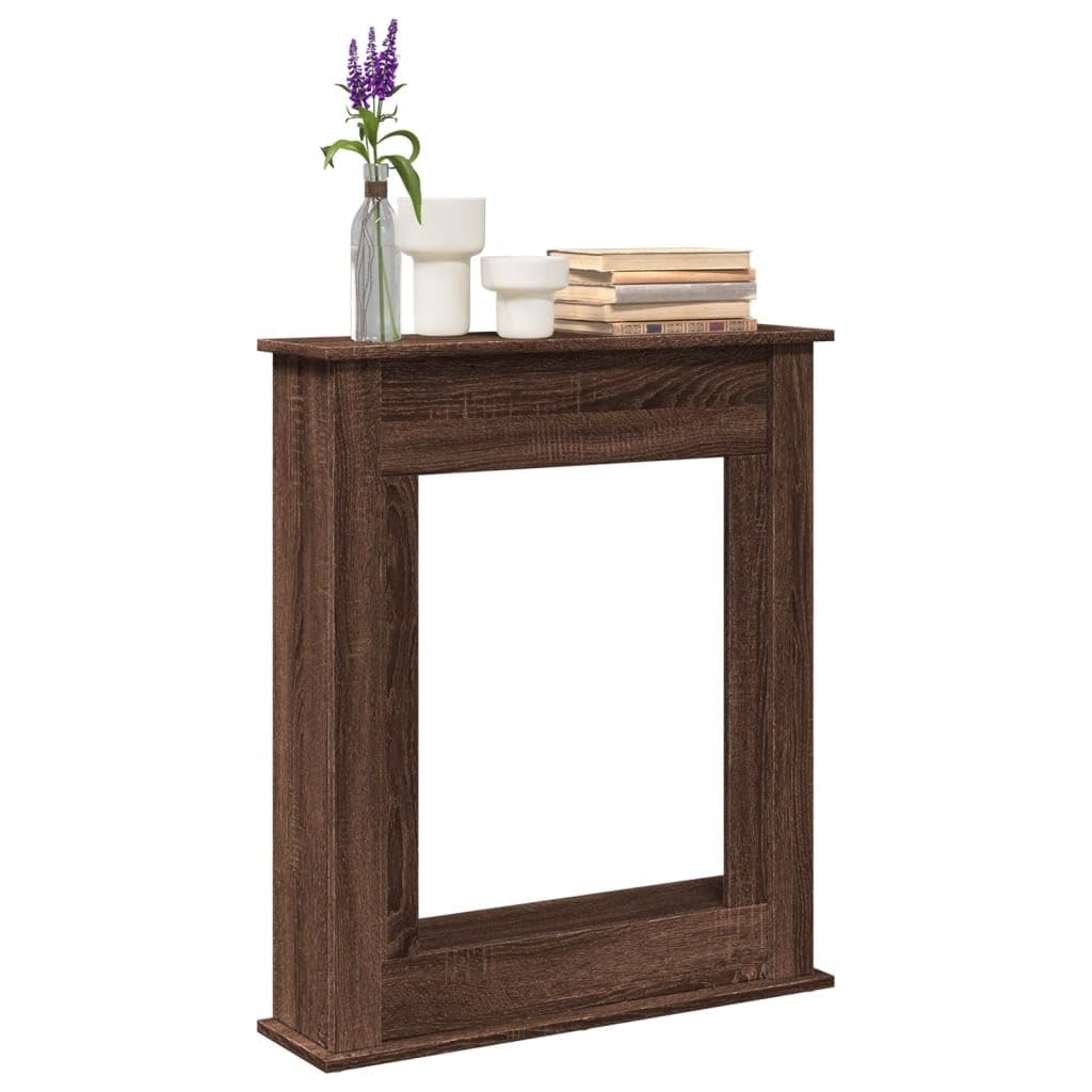 Rantry Arredo Cornice per Camino Rovere Marrone 75x20x87,5 cm in Truciolato, Mobilia Cornice Camino, Camino da Pavimento con Cornice e Bruciatore, Accessori Camino, Cornice Legno