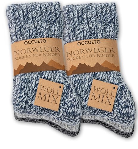Occulto Kinder Warme Wollsocken 6er Pack (Modell: Niki) Blau Mix...